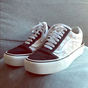 Platform Checkered Vans Pink Blank Size 9